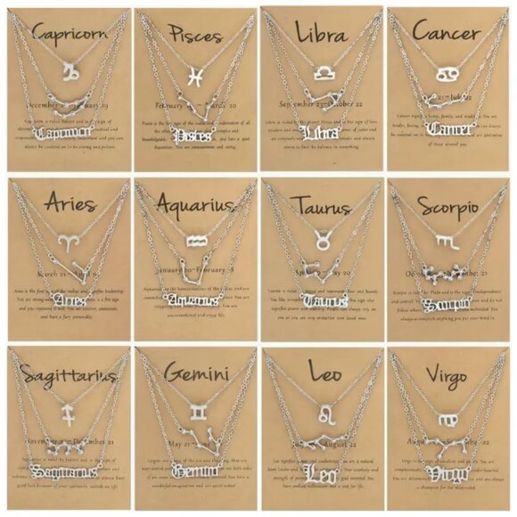 ๐50% OFF/3+...โ 3-piece zodiac Capricorn link chain necklace set (Silver tone) - Picture 5 of 6